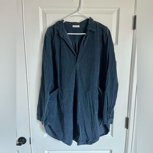 Free People Dark Teal Button-Up Tunic Dress